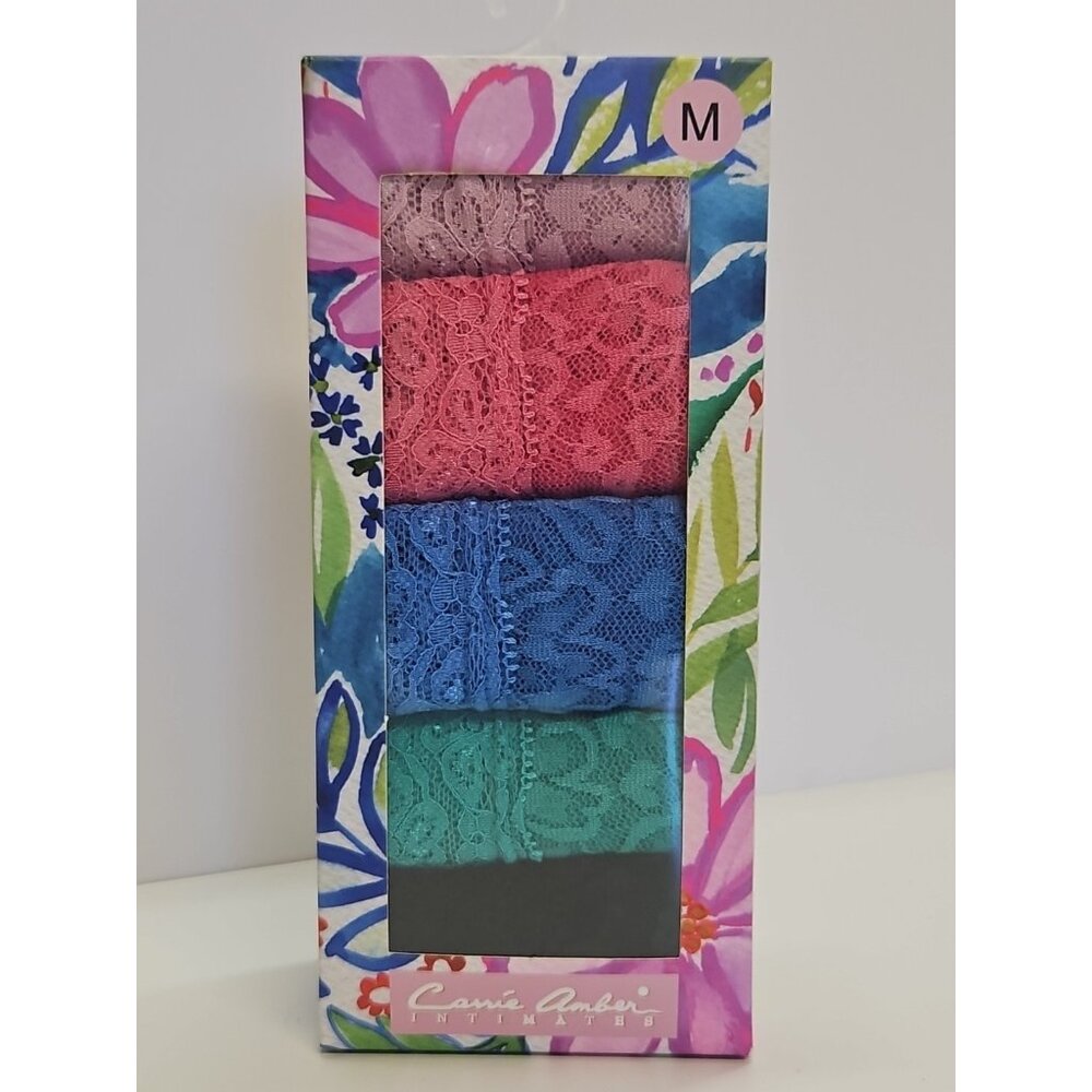 Carrie Amber Women Size M Intimates 5PK Lace Hipster Multicolor Gift Box Panties